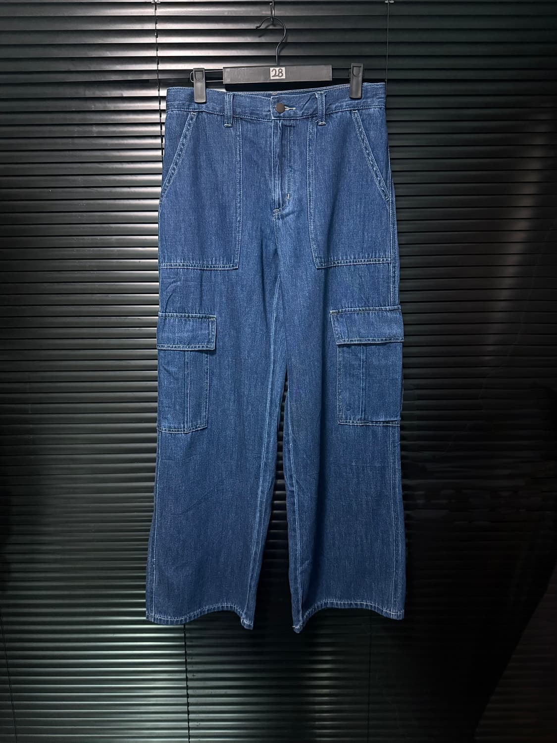 GU 지유 진청 데님 카고 와이드 M 28 29 파라슈트 퍼티그 워크 상품이미지1
