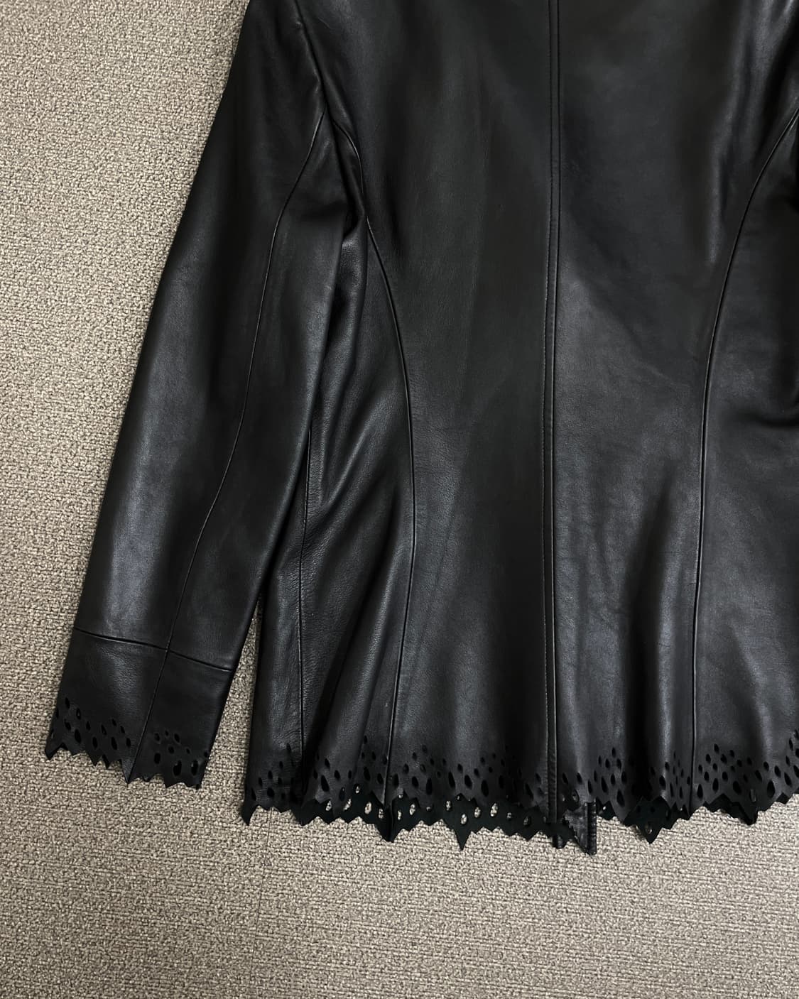 펀칭 디테일 빈티지 가죽 자켓 상품이미지7