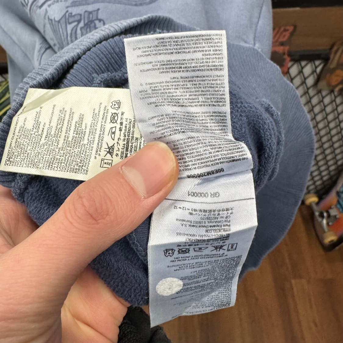 디젤 빈티지 워싱 후드티 전면 그래픽 포인트 블루 상품이미지7