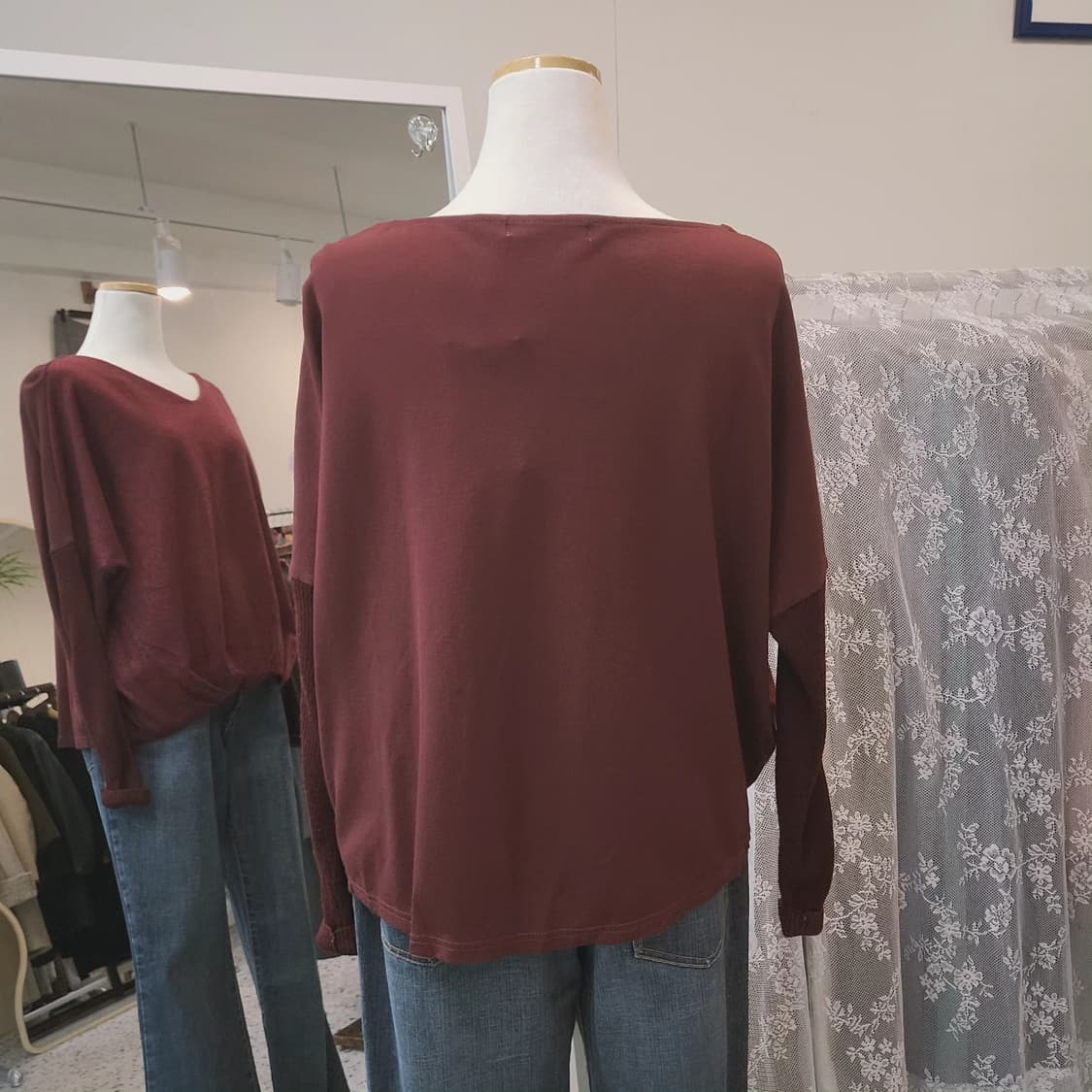 Beams heart 버건디 여성 니트 상품이미지6