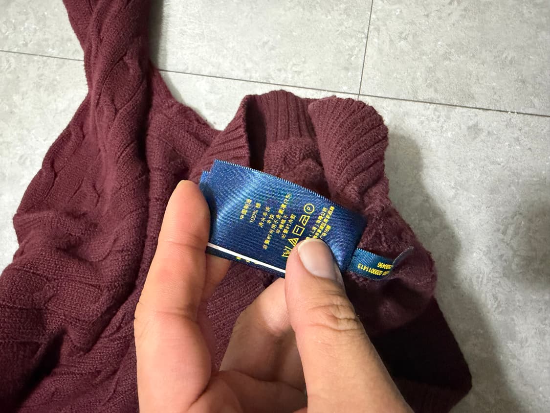 랄프로렌 폴로 버건디 케이블 빈티지 코튼 니트  100size   상품이미지3