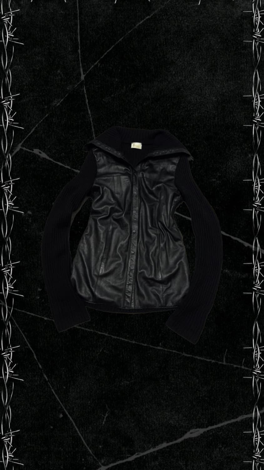 High neck lamb skin knit jacket 상품이미지1