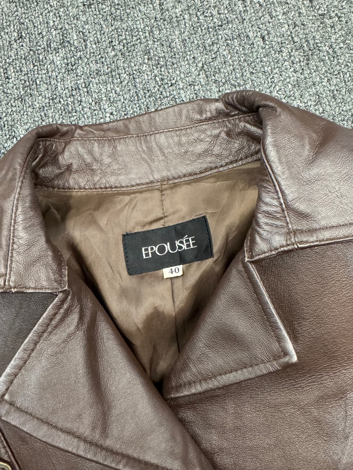 40)EPOUSEE 빈티지 브라운 가죽 블레이저 자켓 상품이미지3