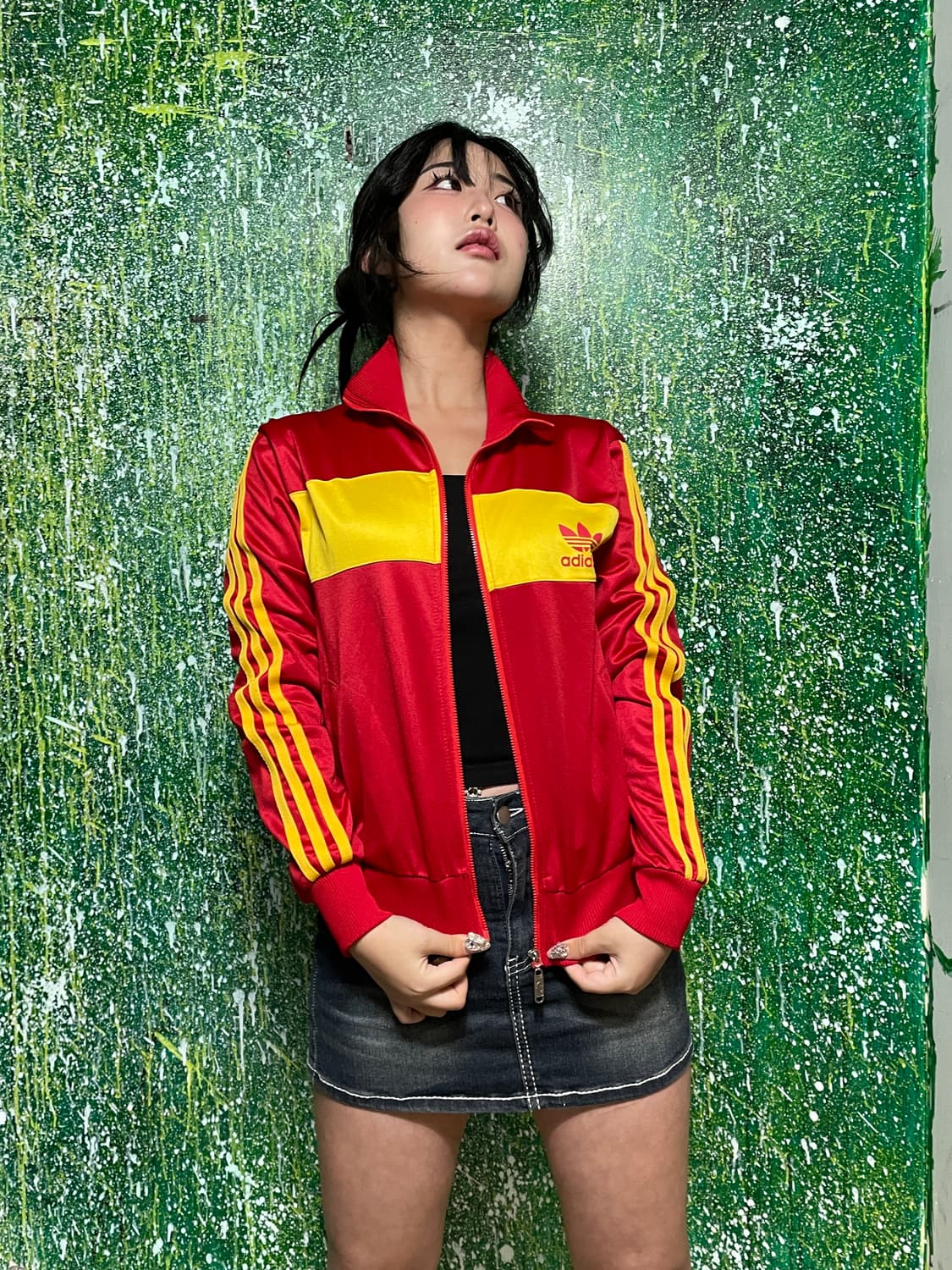 아디다스 데상트 올드스쿨 레드 노랑 빅로고 져지 XS 상품이미지2