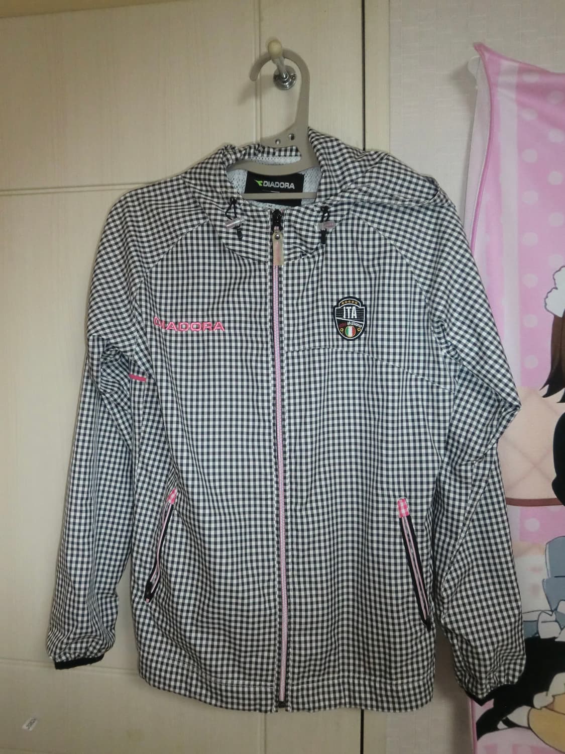 핑크 체크 바람막이 모리걸 하구미 빈티지 러블리  상품이미지1