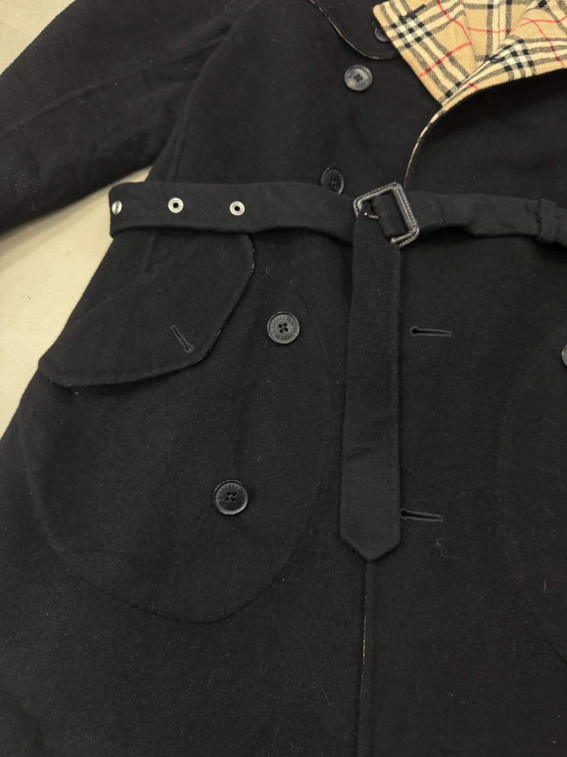 버버리 블랙 라벨 울 노바체크 코트 M 상품이미지4