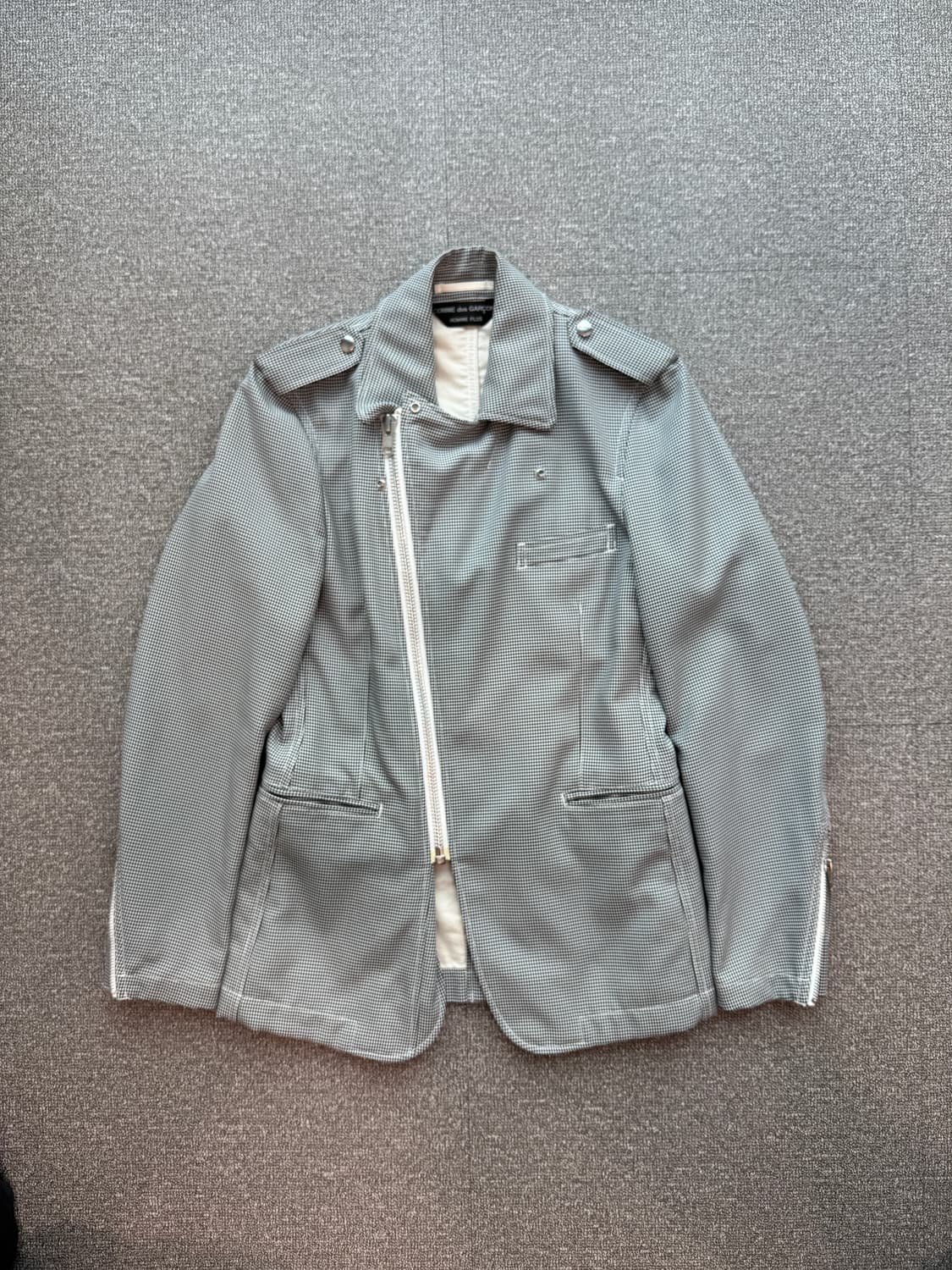 꼼데가르송 옴므 플러스 하운드투스 사선 체크 라이더자켓 S 상품이미지5