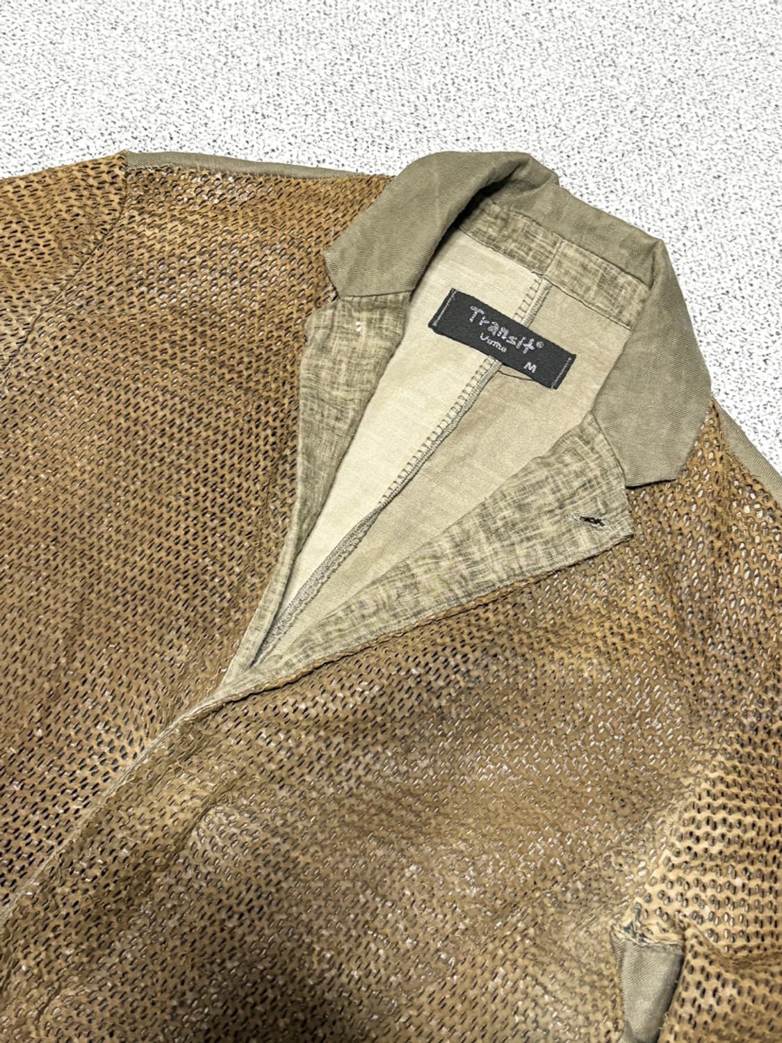 트랜짓 빈티지 메쉬 레더 리넨 자켓 상품이미지2