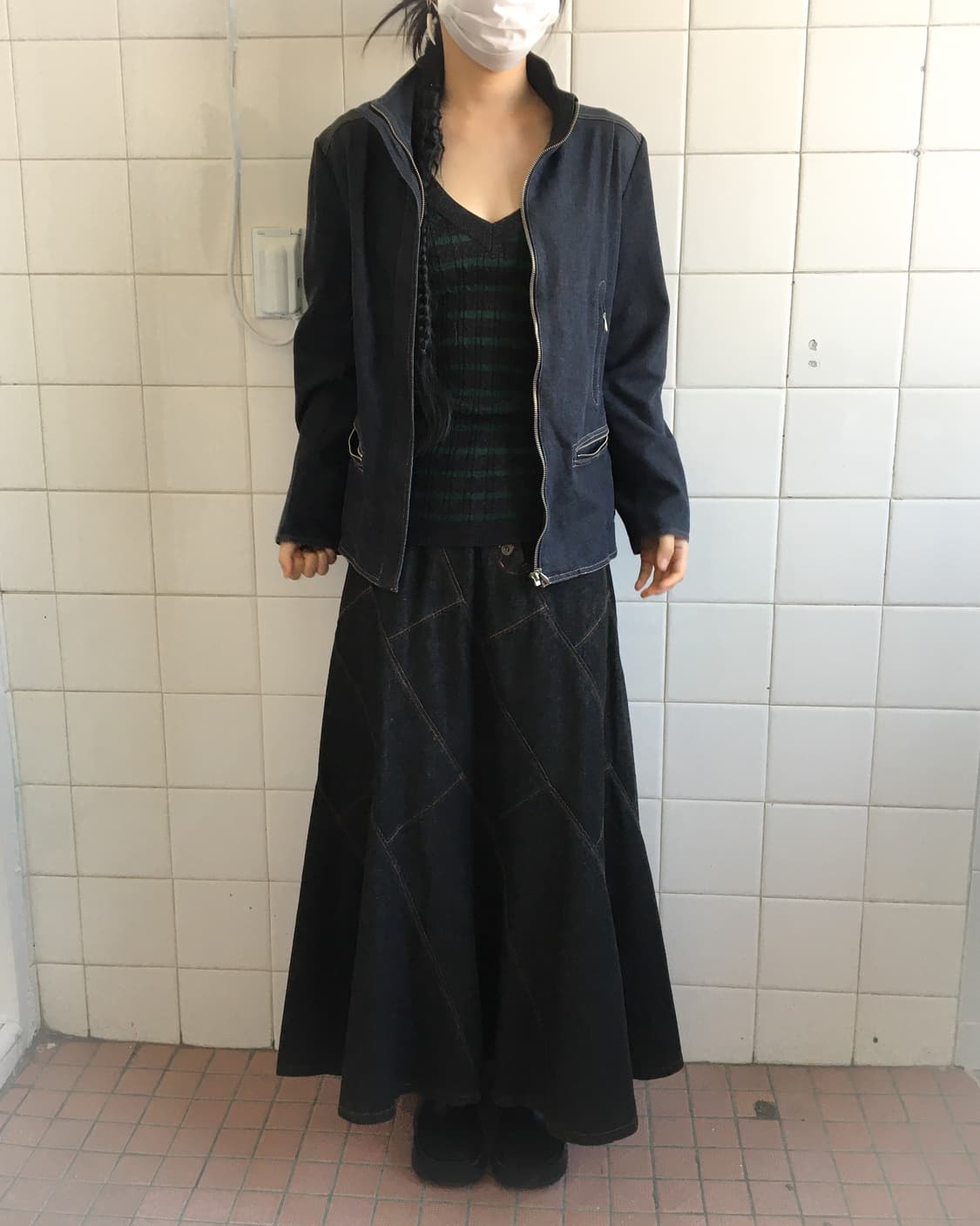 High neck denim zip up jacket 상품이미지5