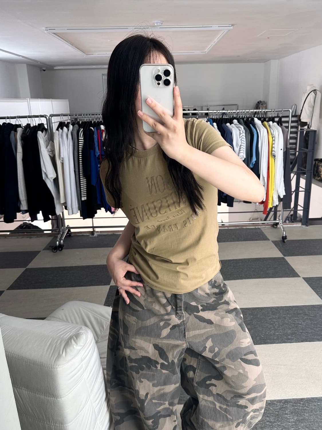 메종키츠네 모카브라운 빅로고 반팔 티셔츠  상품이미지2