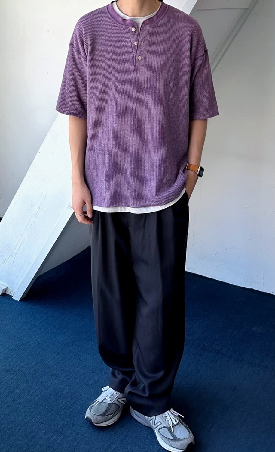 Waffle fabric design t-shirt 상품이미지7