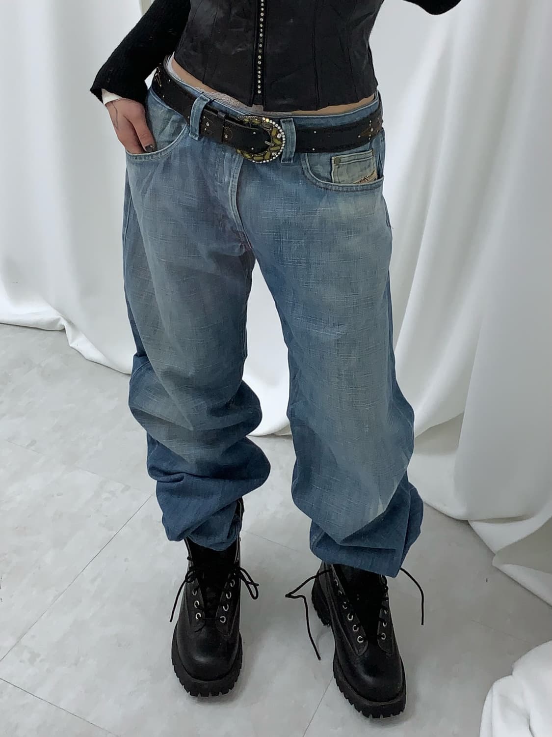 디젤 레드 스티치 일자진 상품이미지1