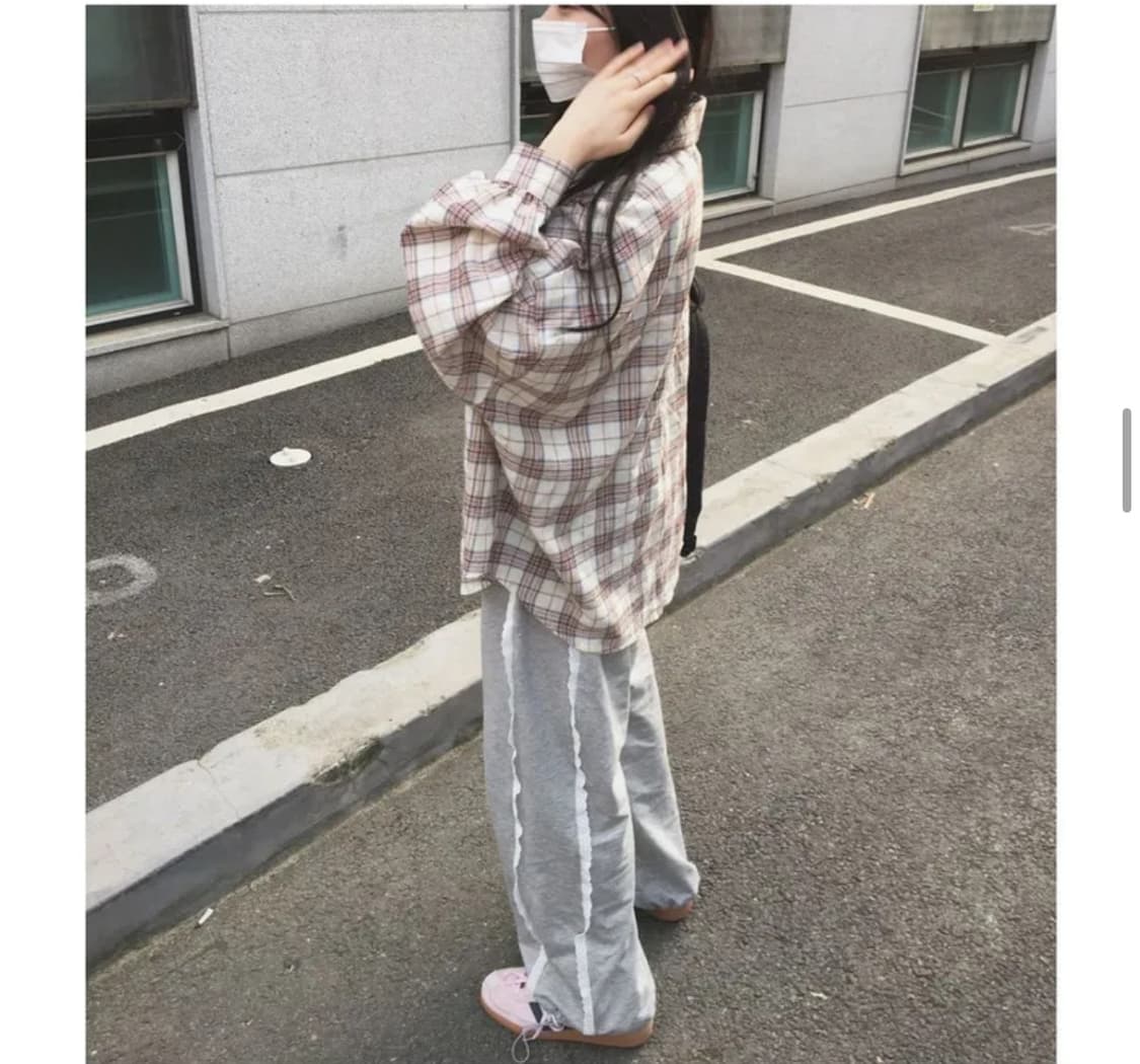 피치 체크 셔츠 상품이미지1