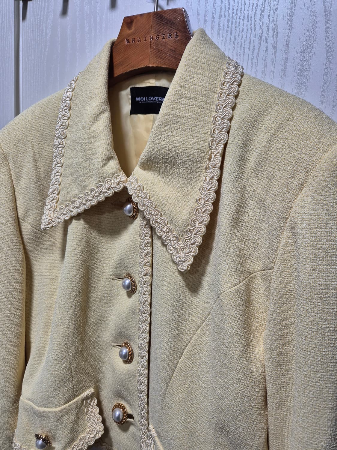 (세일)(새상품)MDILOVEWEAR 레이스 트위드 자켓 버터색 상품이미지4