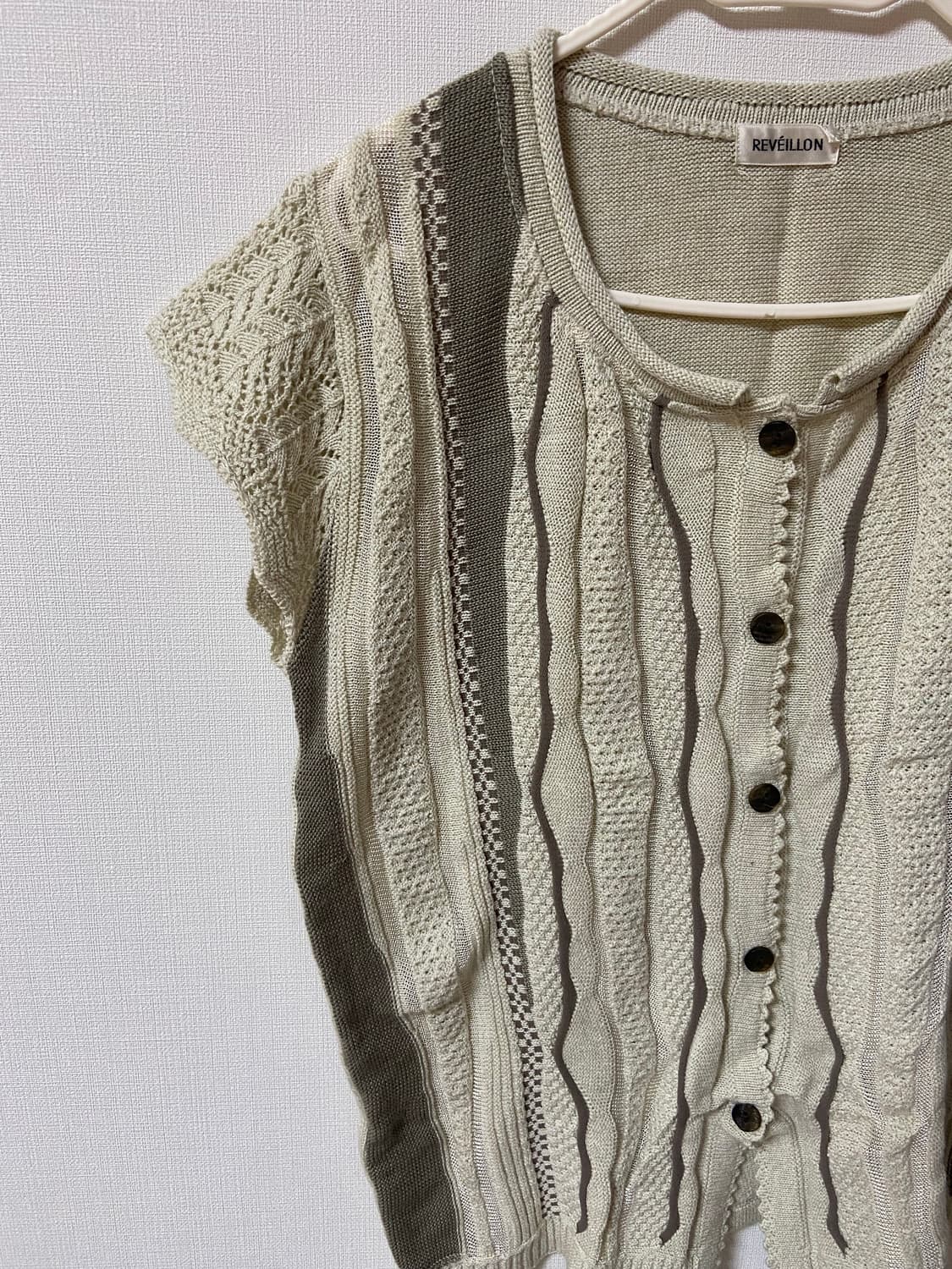 일본 빈티지 모리걸 레이스 셔링 반팔 가디건 상품이미지2