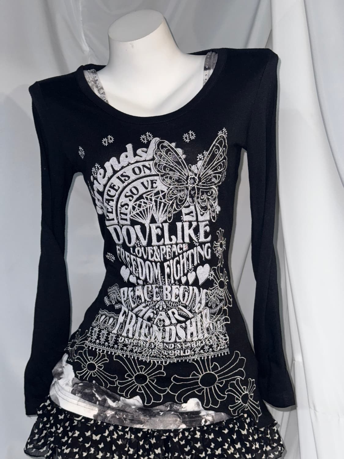 (5pcs) MKR엠케이알 데일리펑크 나비자수 오리엔탈 무채색 코디세트  상품이미지7