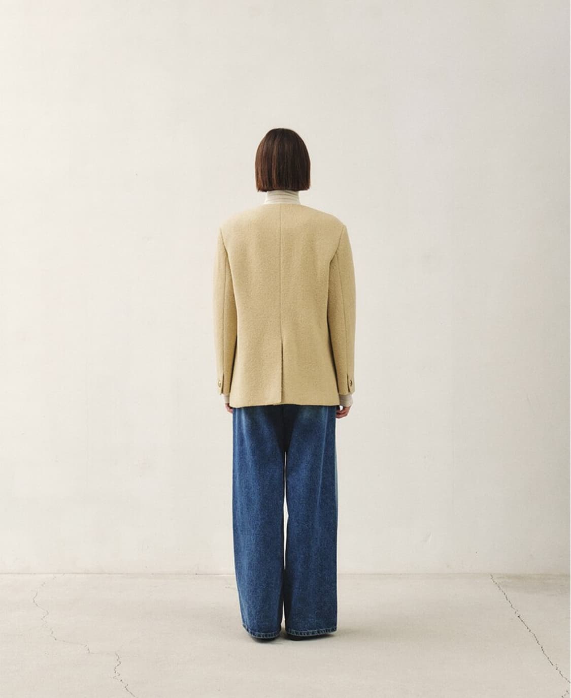 모한 노카라 부클 울 자켓 베이지 상품이미지4