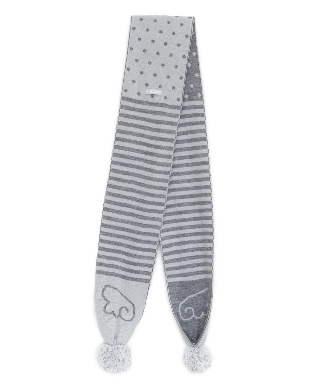 허그유어스킨 엔젤 윙 스트라이프 폼폼 머플러 그레이 상품이미지1