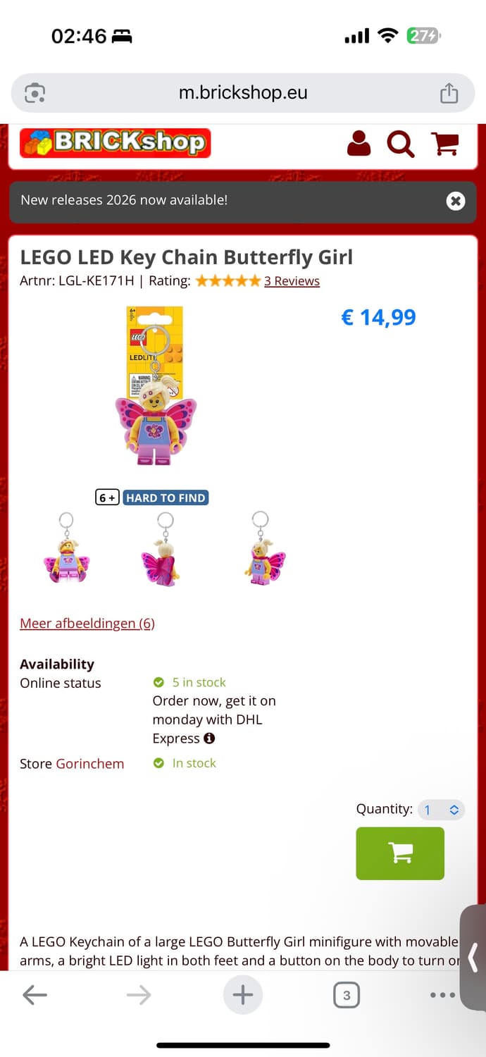 [정품새상품] 레고 버터플라이 걸 키링 키체인 참 핸드폰줄 상품이미지5