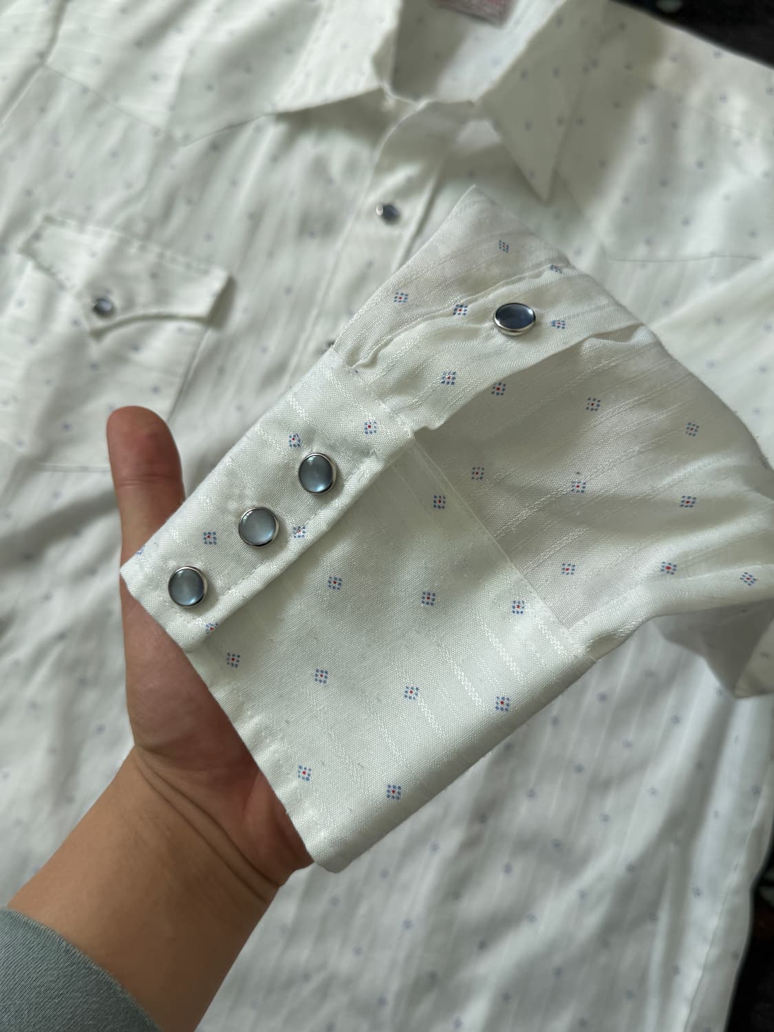 70s HbarC 화이트 웨스턴셔츠 USA 상품이미지4