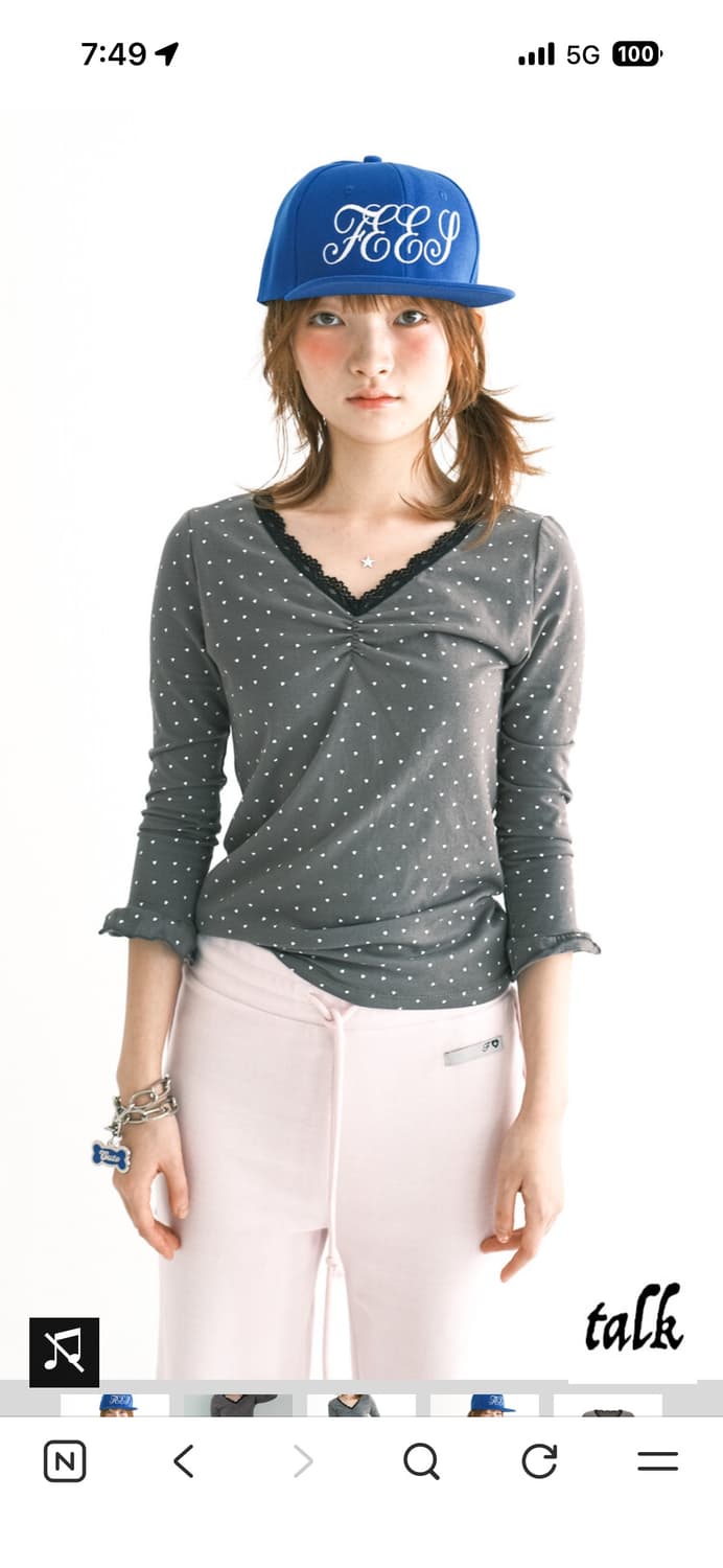 [F.E.E.S] mini heart lace top (charcoal) 상품이미지1