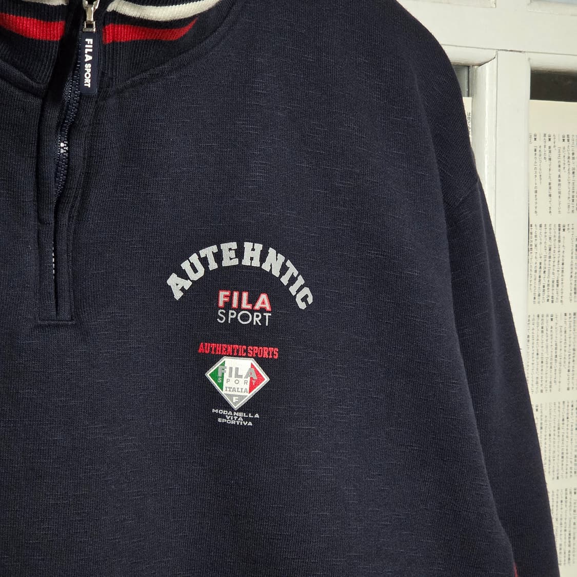 휠라 재팬 배색 아노락 반집업 맨투맨 상품이미지4