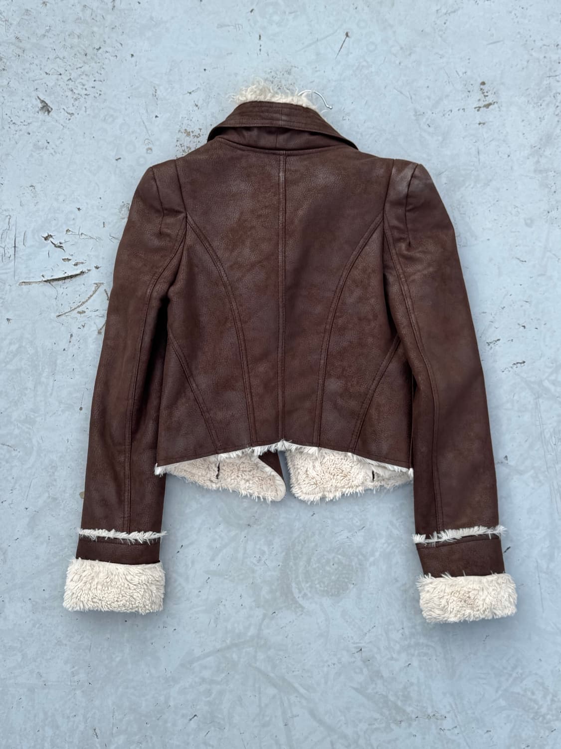 Vintage 절개 레더 퍼 무스탕 상품이미지3