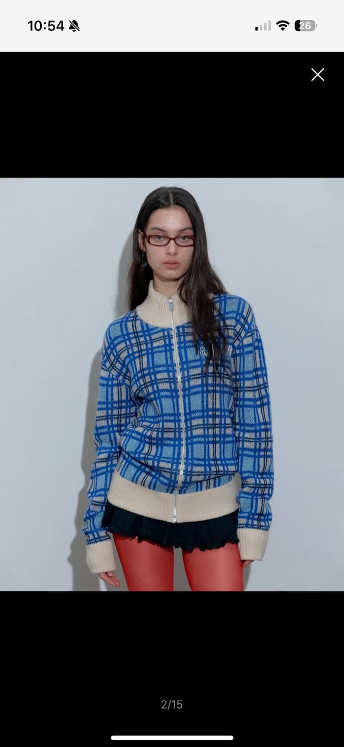 스컬프터 Mohair Check Zip-Up Multi Blue 집업 상품이미지1