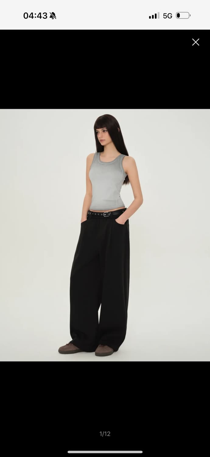 무탠다드 더블 니트 데님 디테일 와이드 스웨트 팬츠 상품이미지2