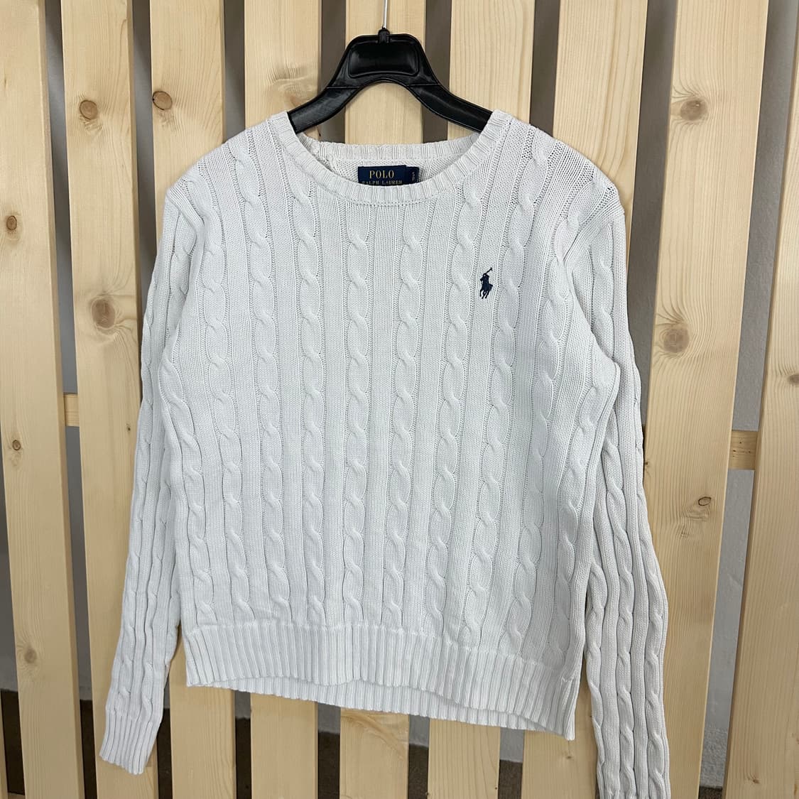 (S) 폴로 랄프로렌 아이보리 라운드넥 케이블 니트 스웨터 상품이미지2