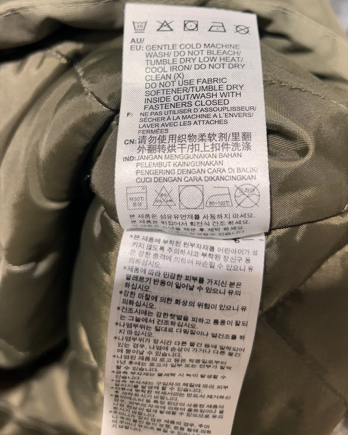 L 아디다스 파이어버드 오리지널 트레포일 후드 카키 미들 패딩 상품이미지7