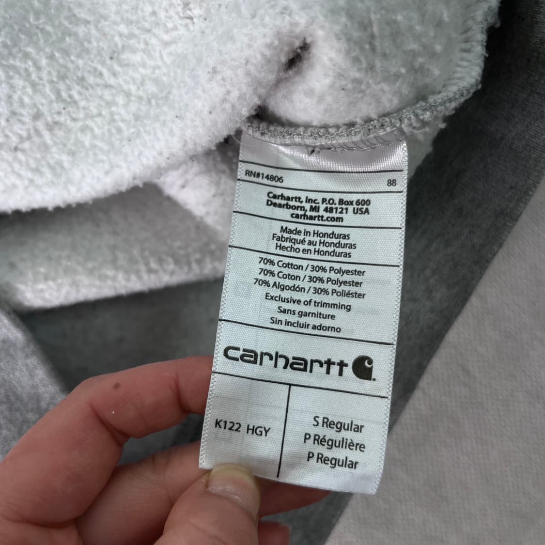 100 칼하트 그레이 후드집업 상품이미지7