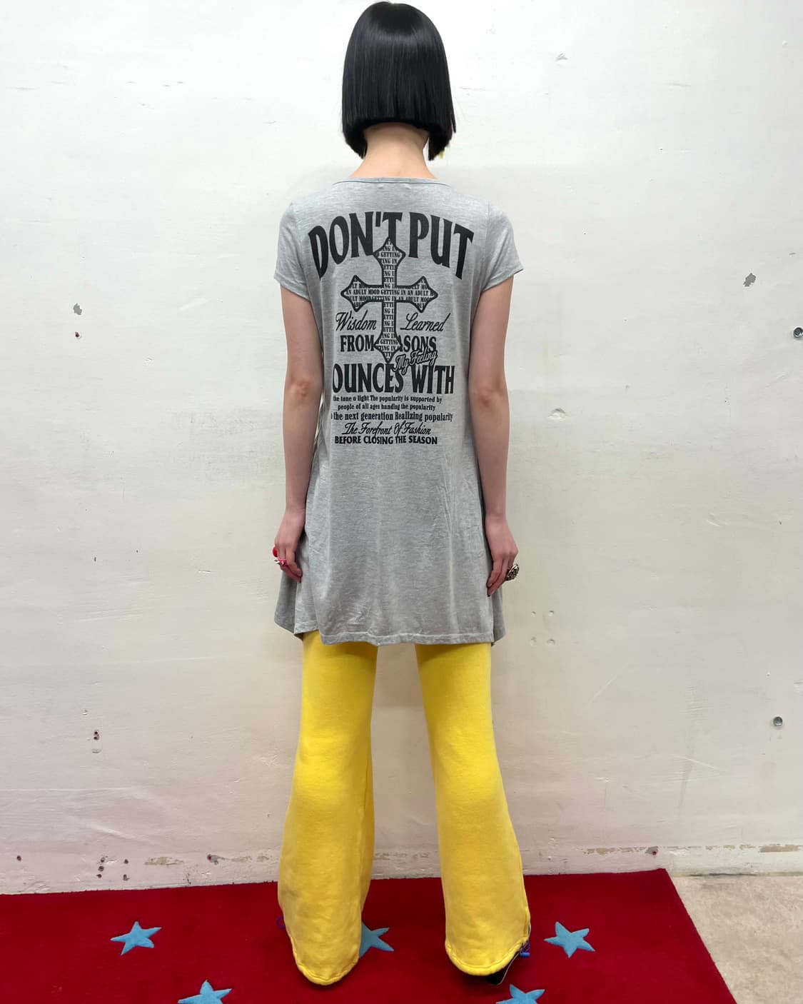 Stripe Layered Cross Grey T-Shirt 상품이미지5