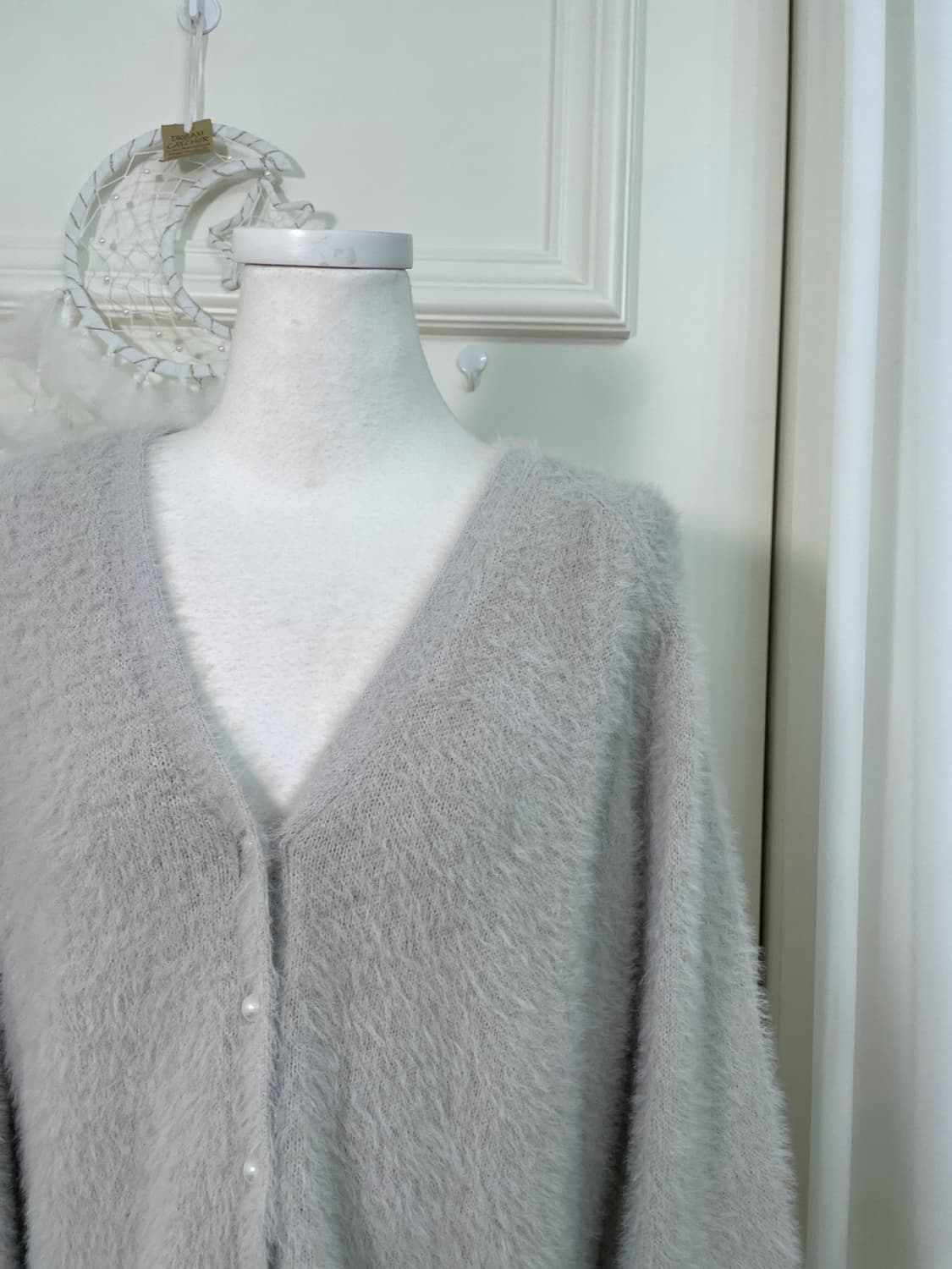 sheer gray shaggy pearl button cardigan 상품이미지6