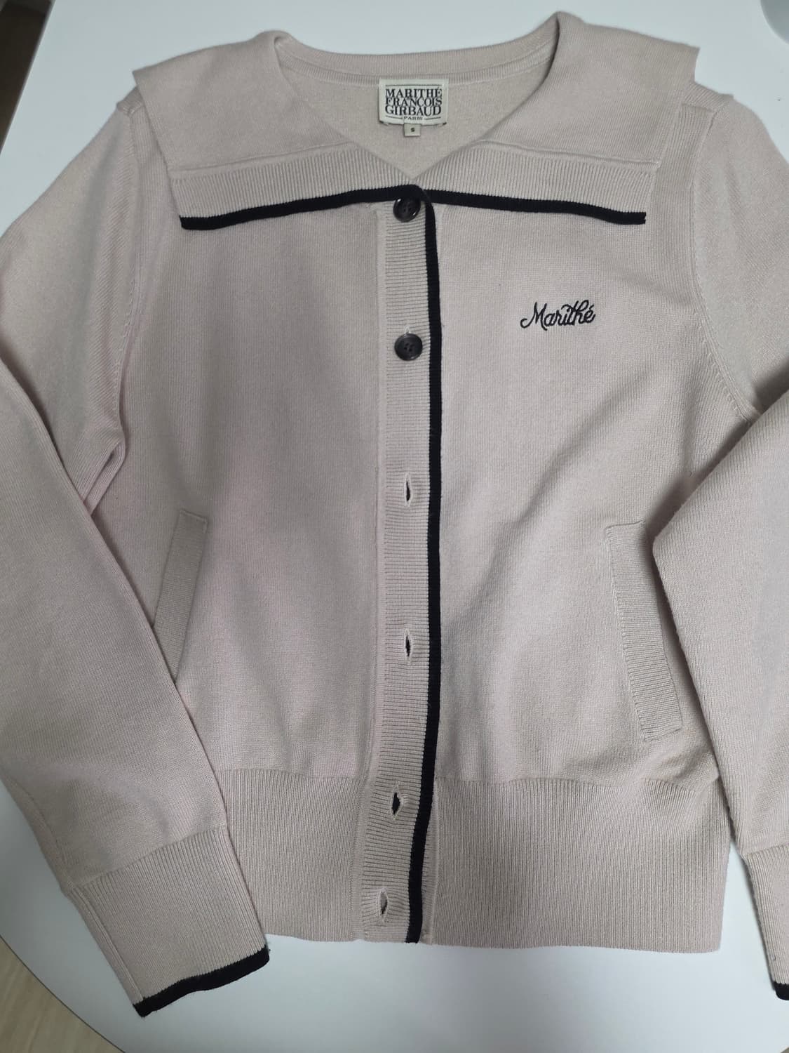 마리떼 세일러 니트 가디건 베이지 s사이즈 상품이미지2