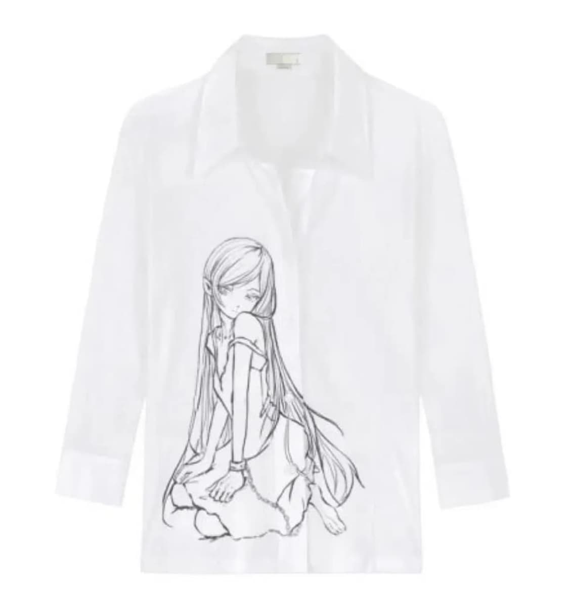 본네 쓰리쿼터 셔츠 화이트 상품이미지1