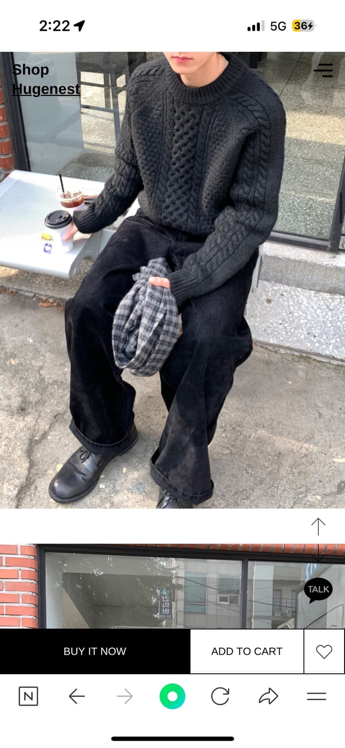 새거) 택포) 신상 휴즈네스트 블랙 케이블 피셔맨 니트 M(100) 상품이미지3