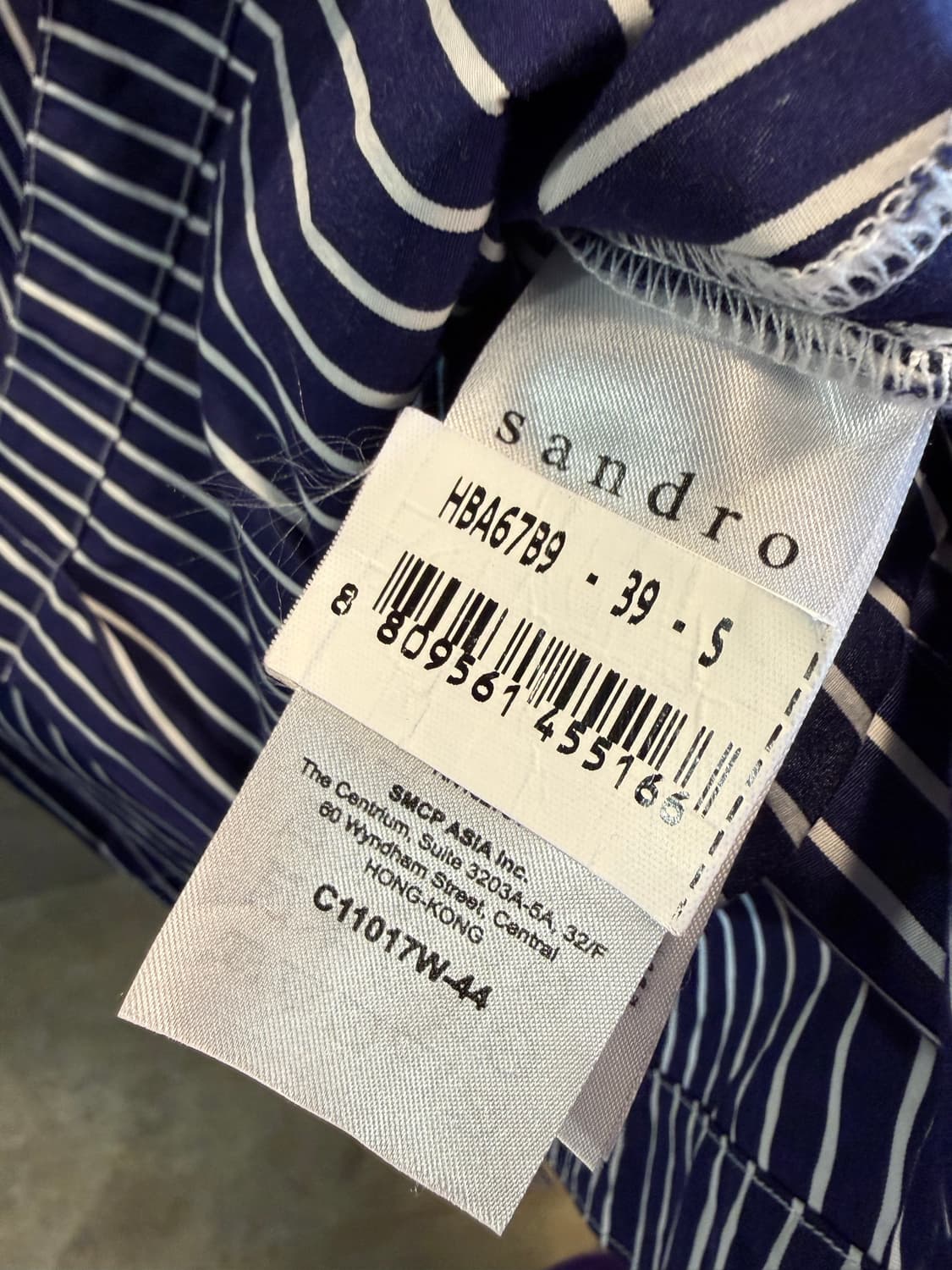 산드로 SANDRO 파리 스트라이프 코튼 셔츠 네이비 39 상품이미지5