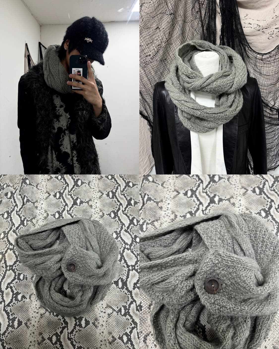 9Button Detail Layered Scarf 2.8 상품이미지1