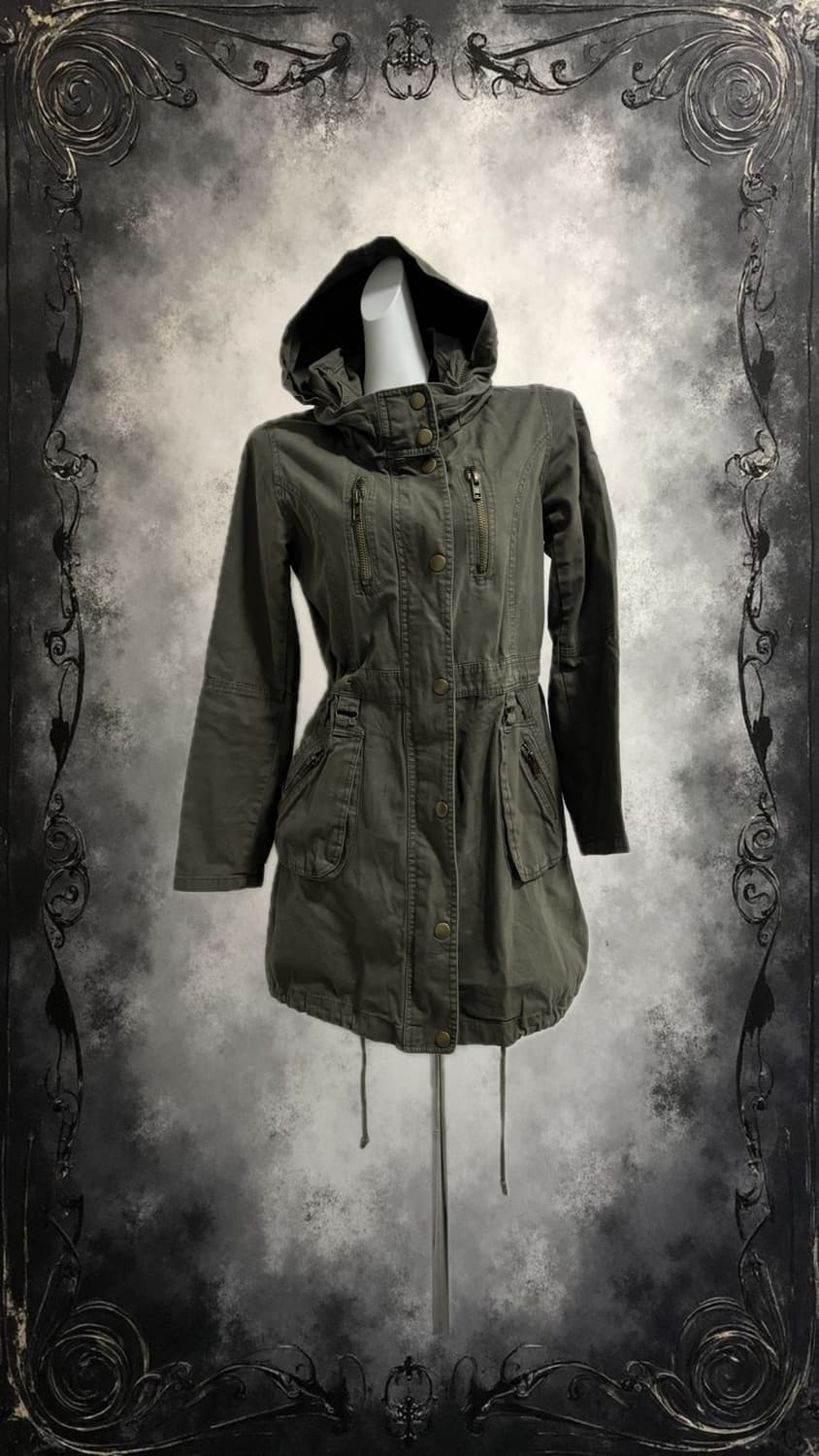 Khaki Long Bomber Jacket 상품이미지1