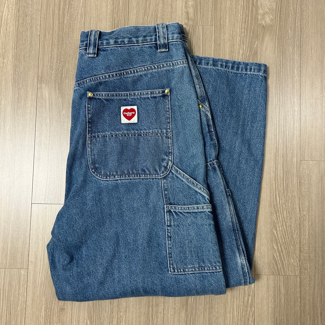 [L/라지] 칼하트WIP 25SS 내쉬 더블니 데님 팬츠 블루 스톤워시드 상품이미지1