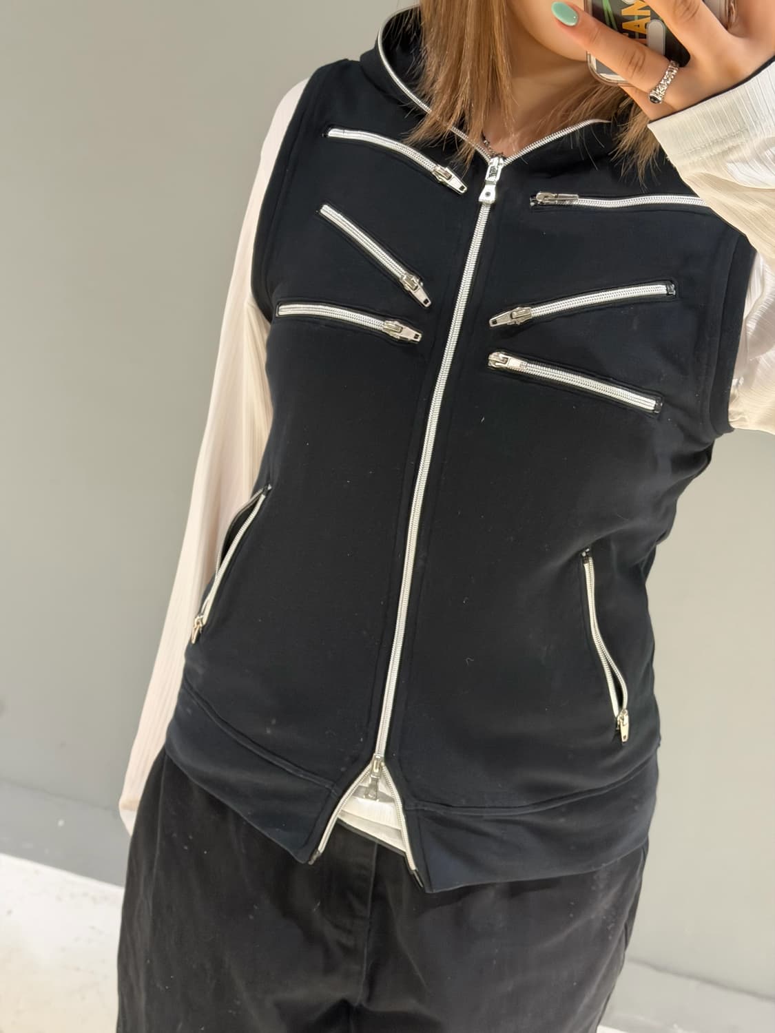 semantic design multi zipper vest zip-up 상품이미지4