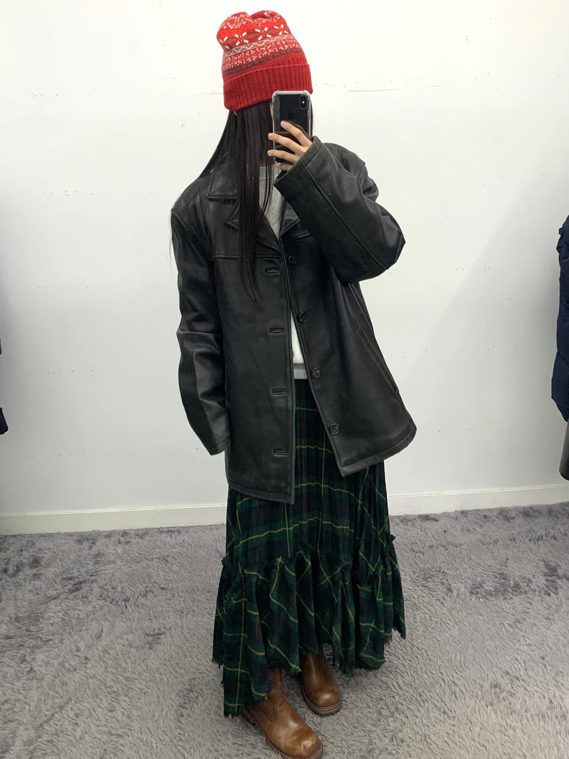 체크 롱스커트 상품이미지1