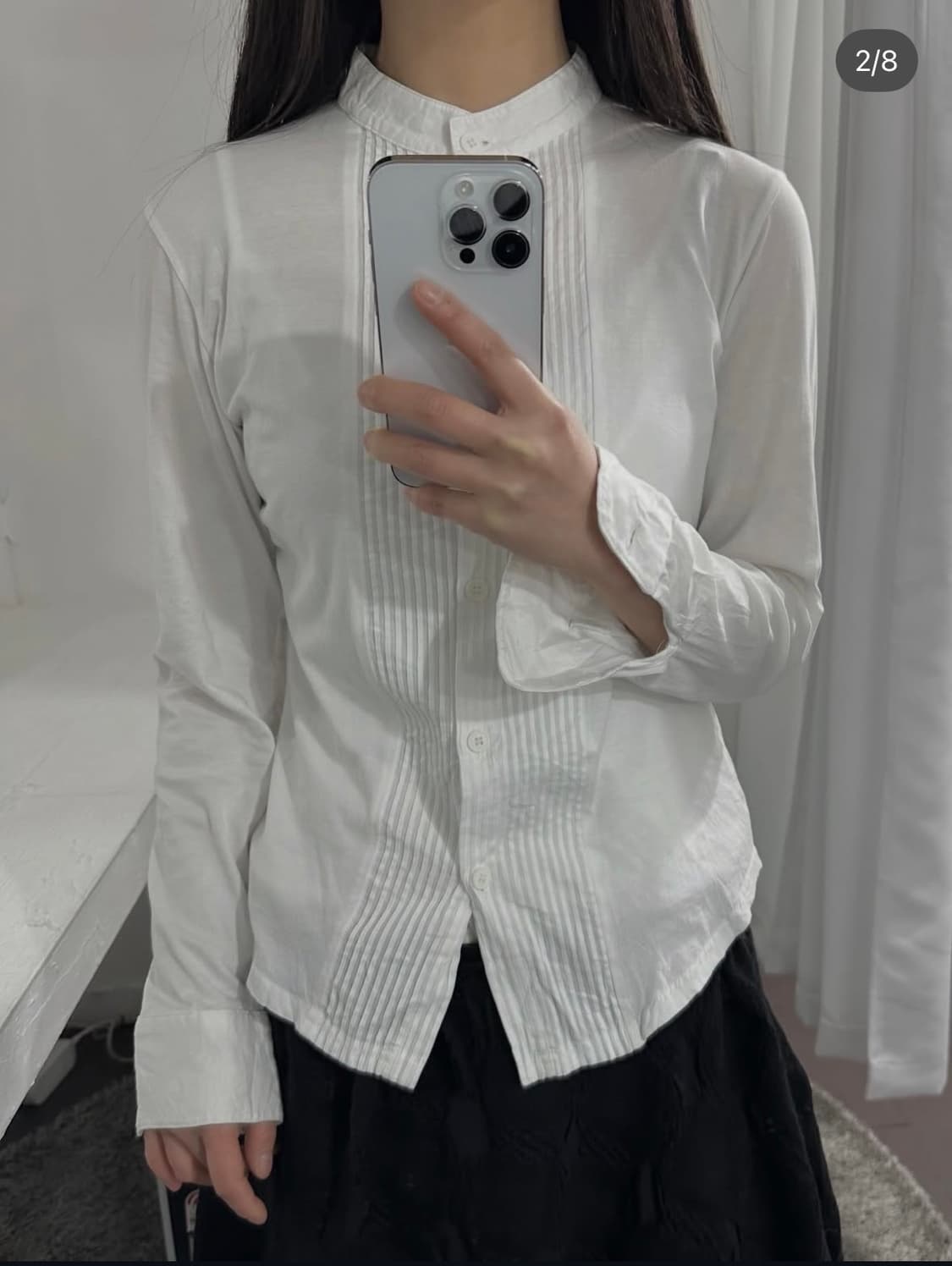 agnes b white pintuck blouse 상품이미지2