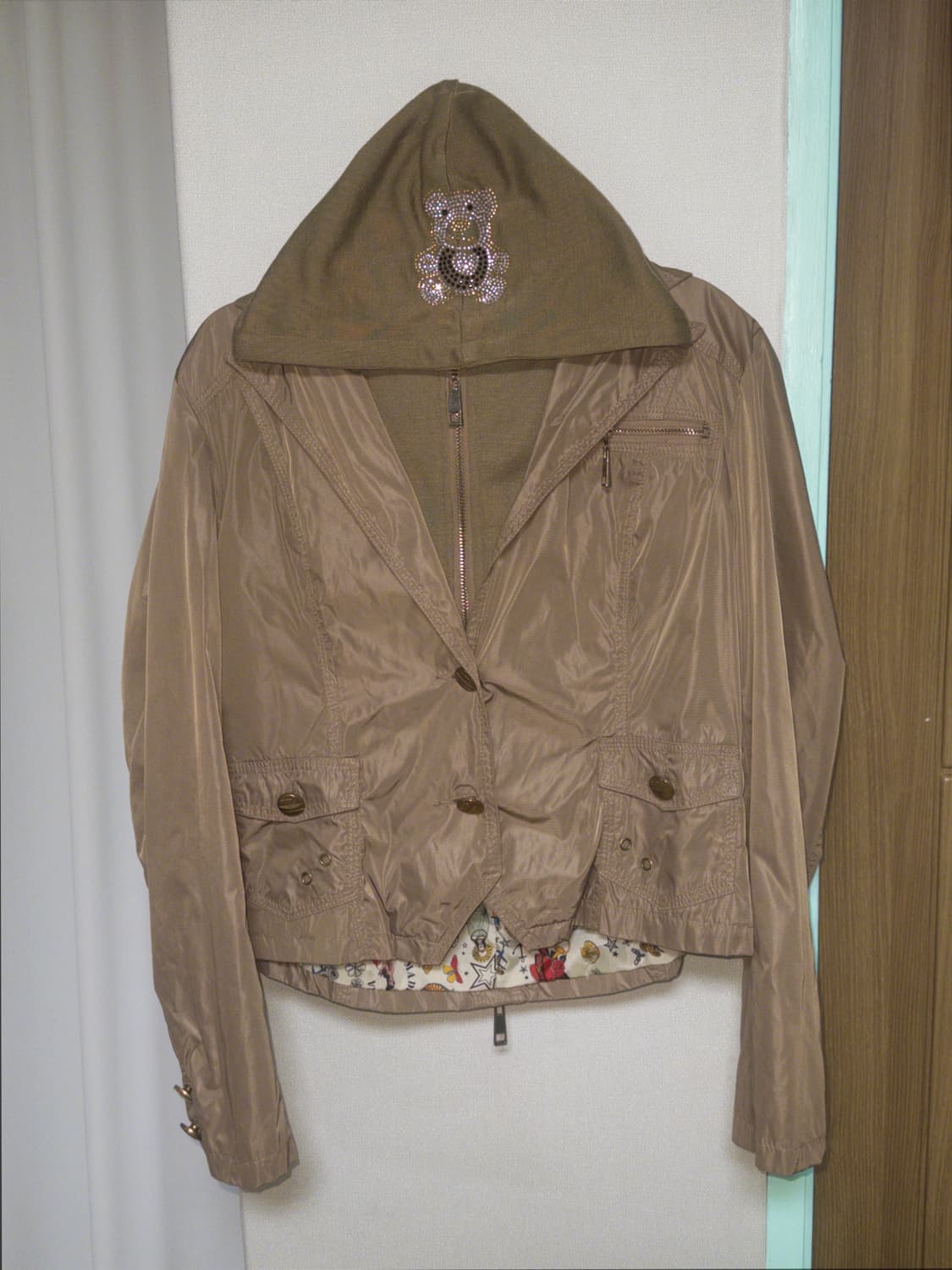 빈티지 y2k 갸루 곰돌이 큐빅 후드 집업 자켓 상품이미지3