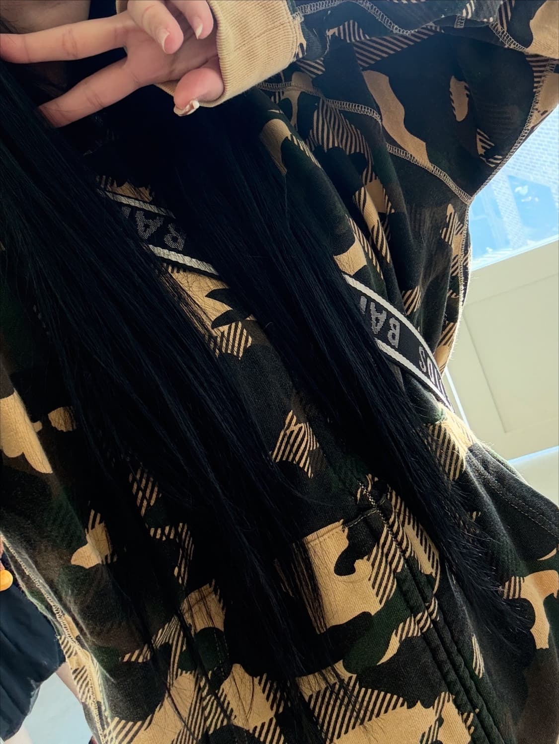 베이프 카모 체크 후드집업 상품이미지3