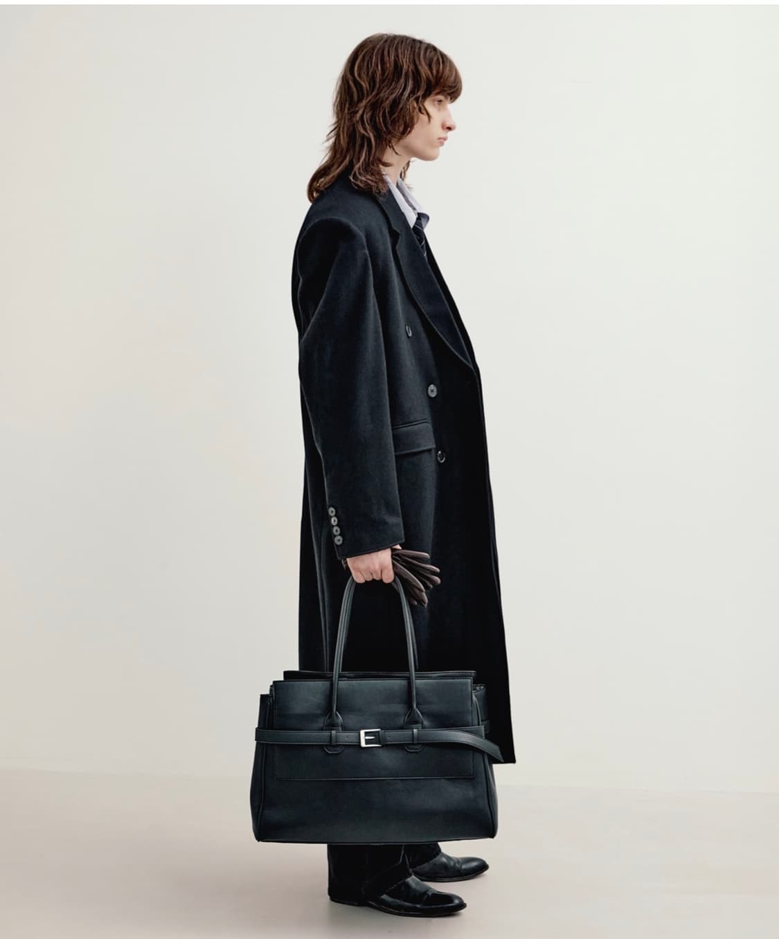 [새상품급] 엘무드 그레이웨일 더블 코트 펠트로 블랙 48사이즈 판매 상품이미지3