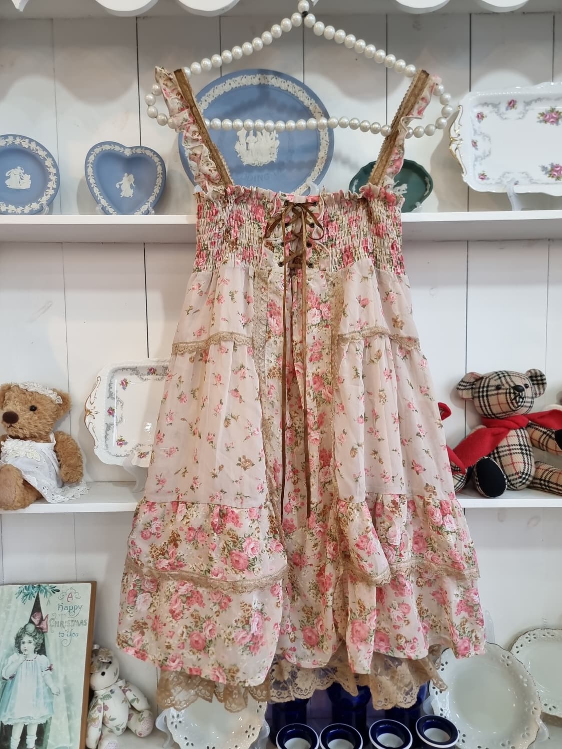 axes femme(액시즈팜)  플라워 레이스업 원피스 상품이미지1