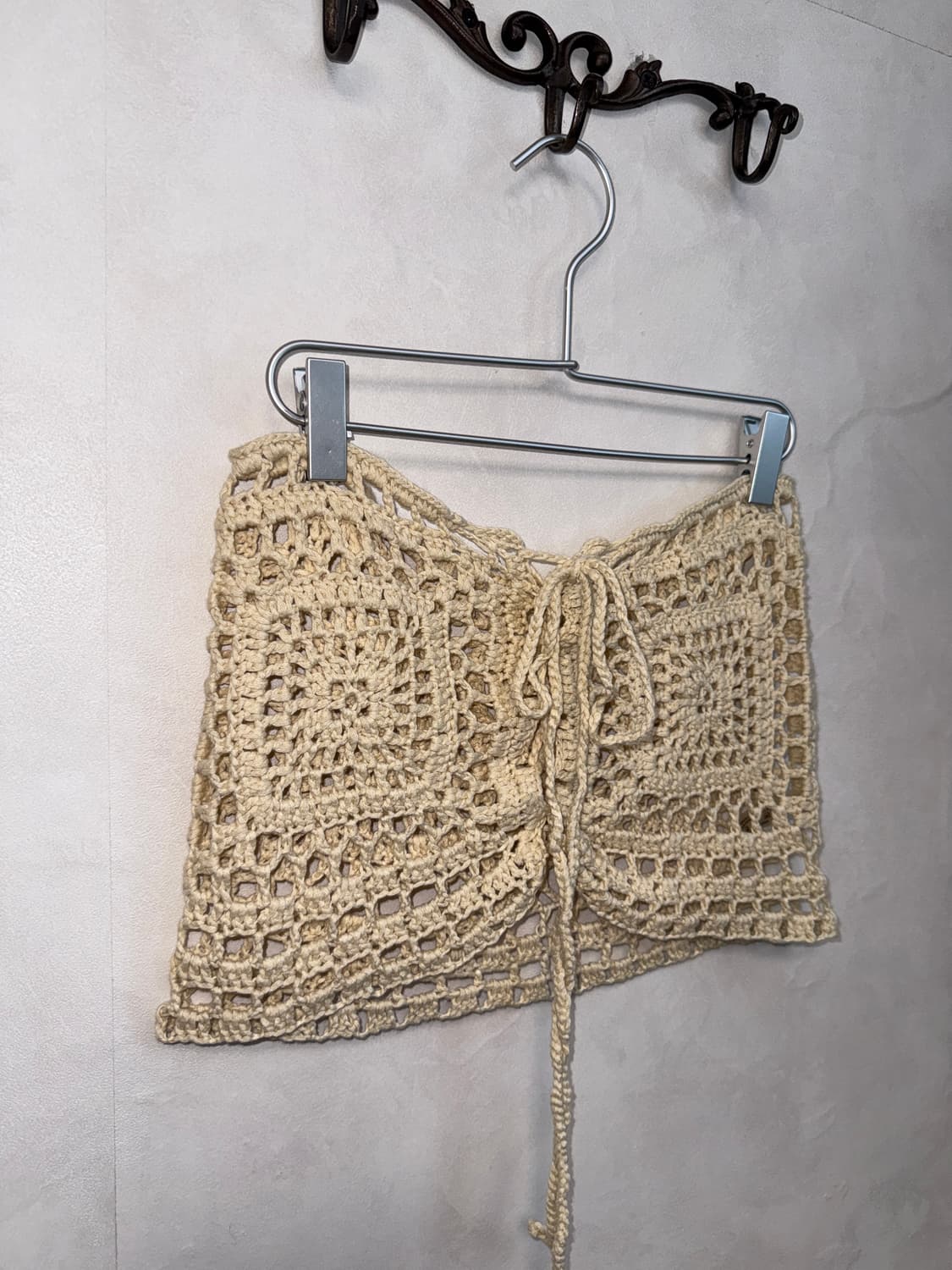 Ivory crochet laceup crop top 상품이미지4