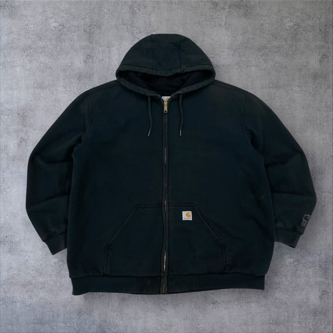 칼하트 박스 패치 로고 블랙 써멀 후드 집업 상품이미지1